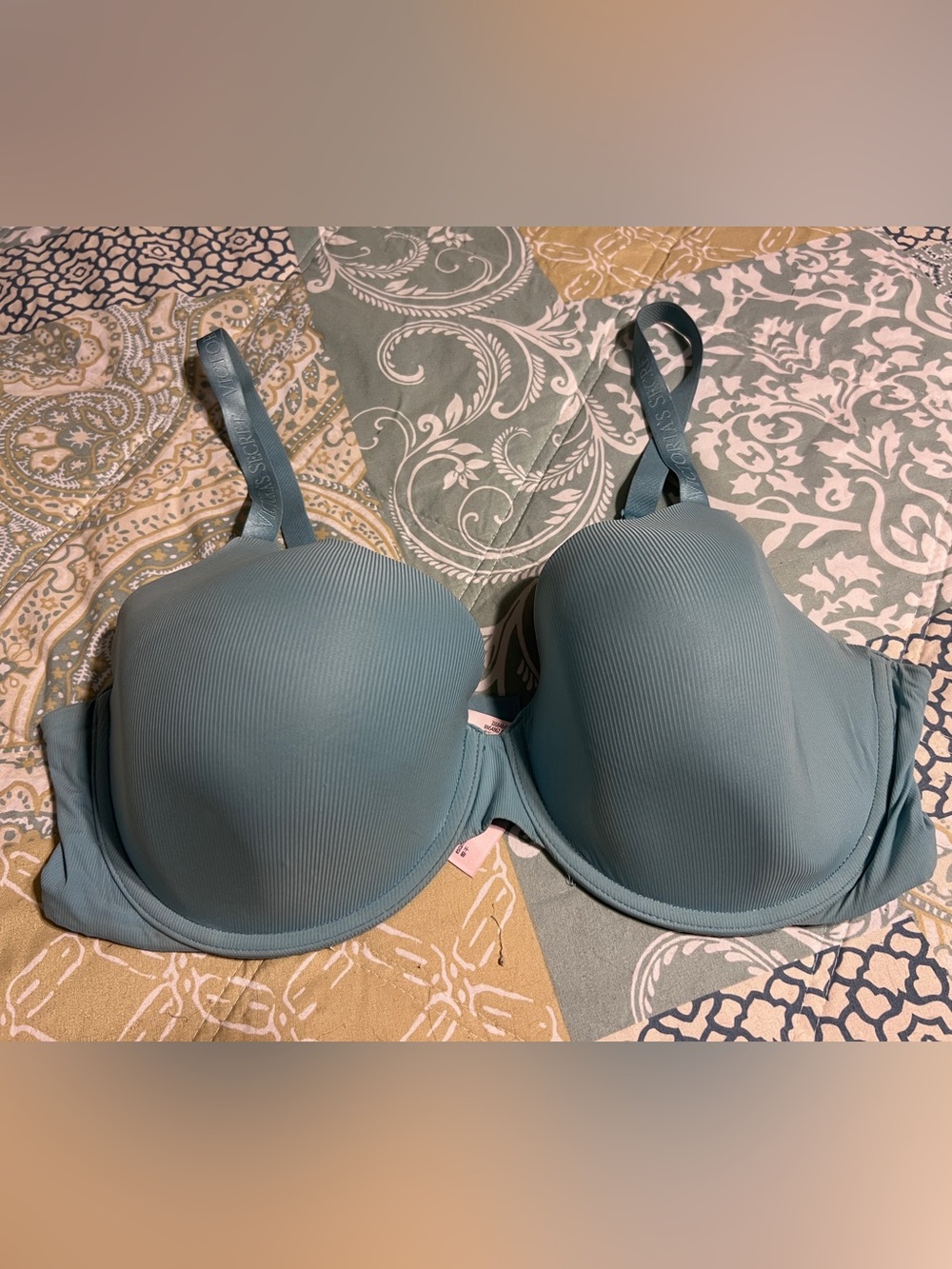 Victoria's Secret Dusty Blue Ribbed Padded T-Shirt Full Coverage Bra